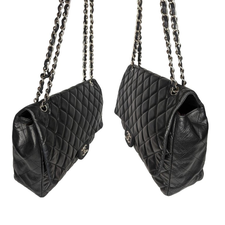 Chanel Lambskin Quilted Maxi Classic Single Flap Black For Sale at 1stDibs