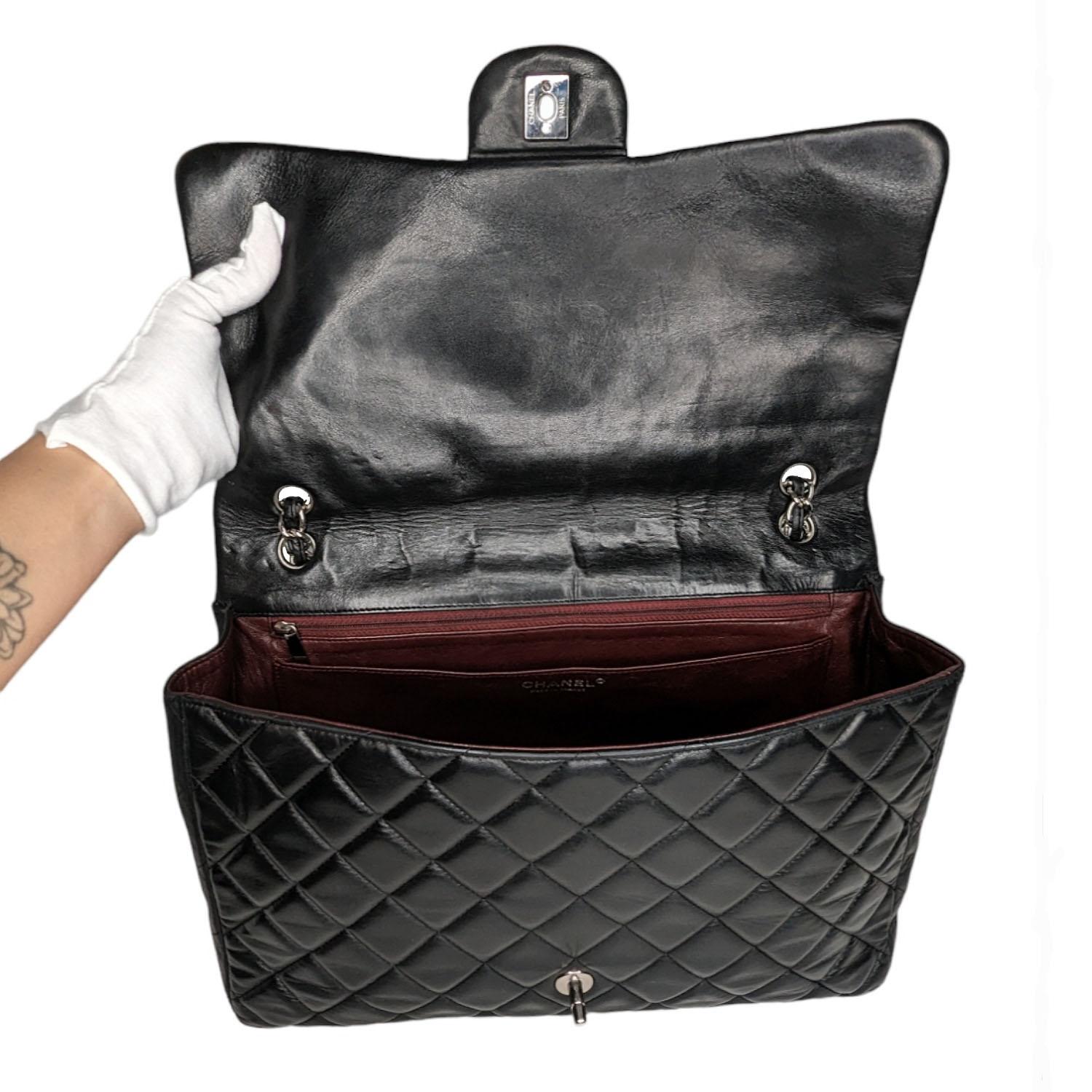 Chanel Lambskin Quilted Maxi Classic Single Flap Black For Sale 1