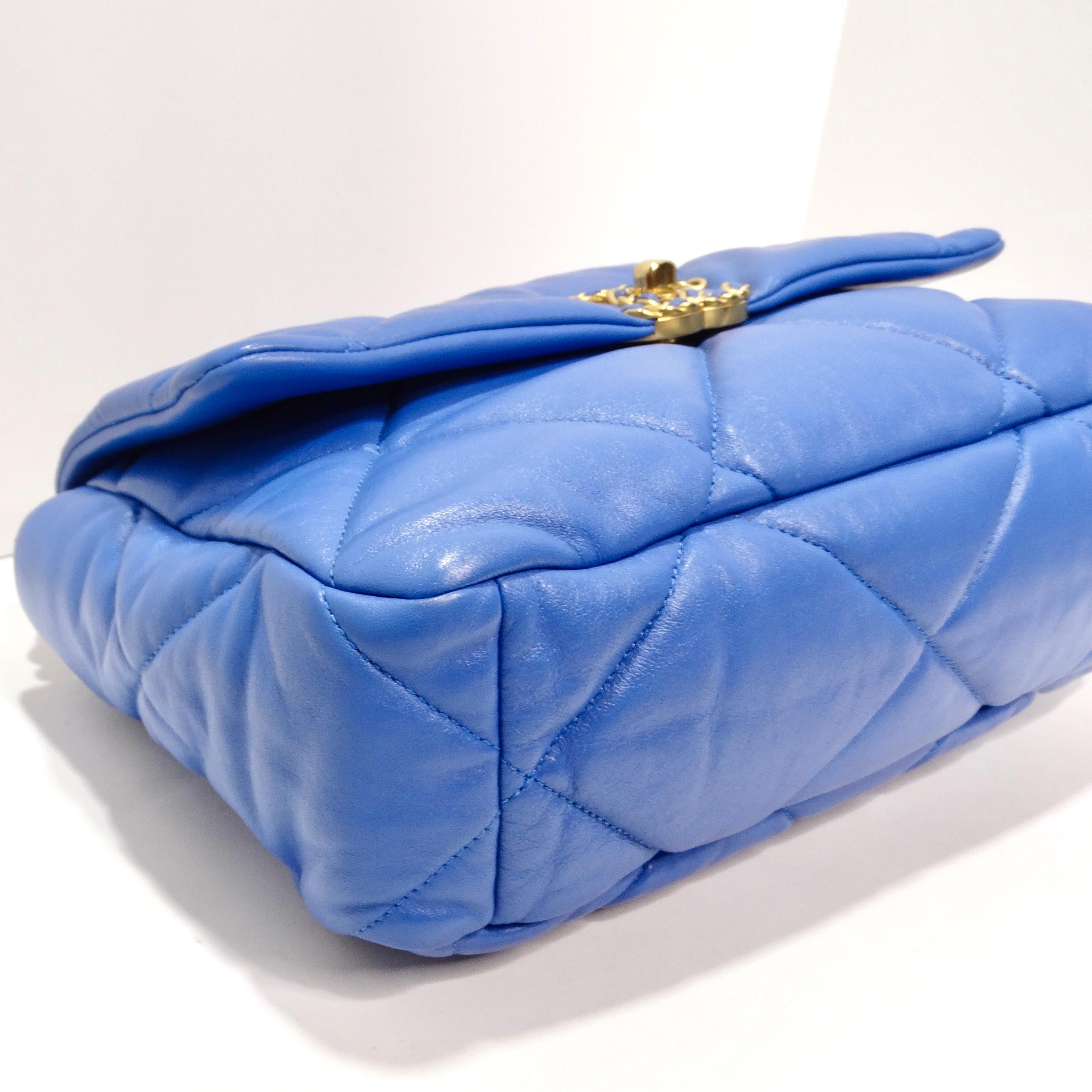 Chanel Lambskin Quilted Medium 19 Flap Bag Blue For Sale 1
