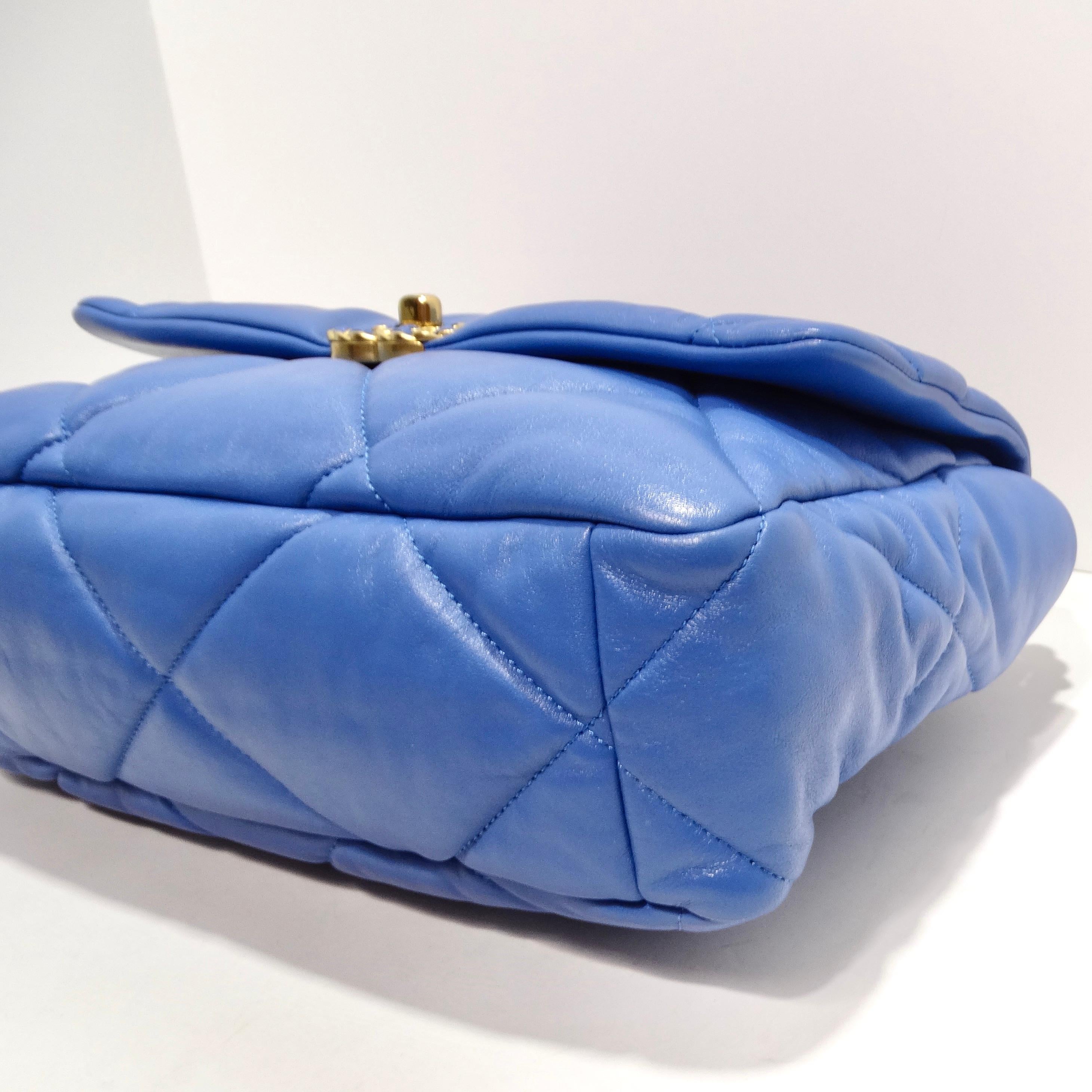 Chanel Lambskin Quilted Medium 19 Flap Bag Blue For Sale 2