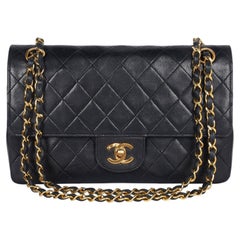 CHANEL Lambskin Quilted Medium Double Flap Black