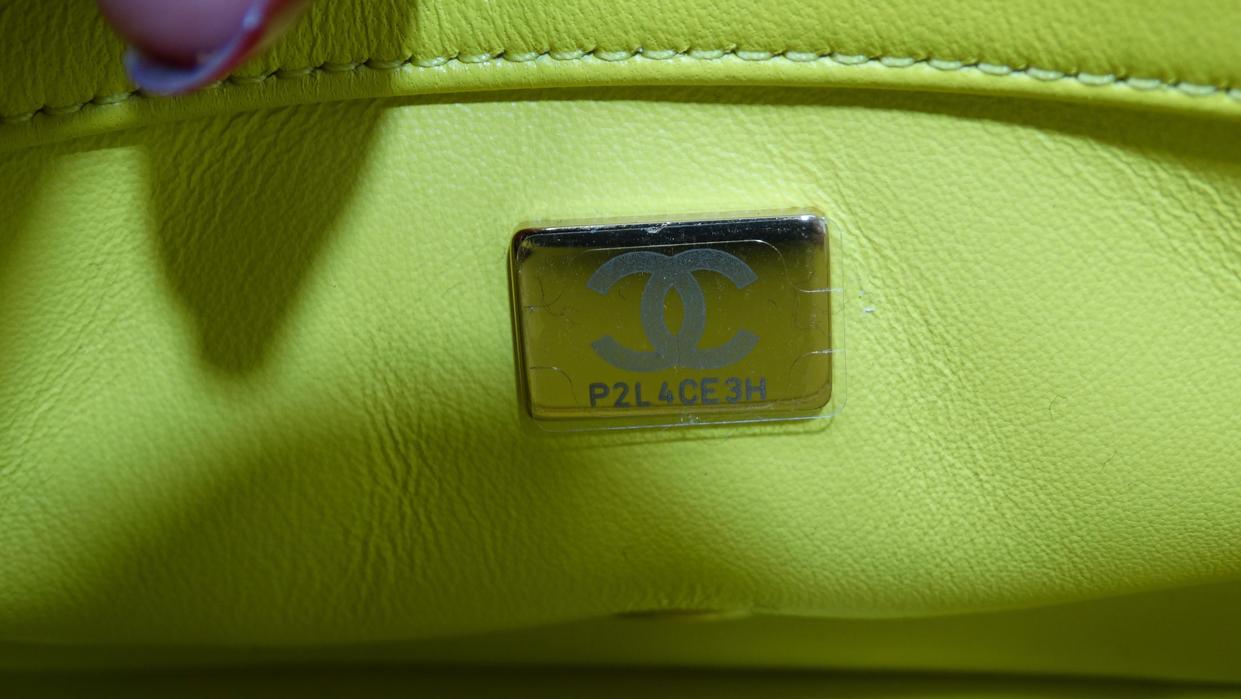 CHANEL Lambskin Quilted Mini CC Pearl Crush Flap Yellow 5