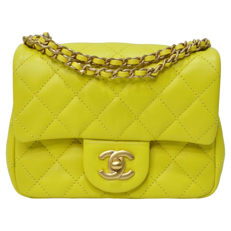 CHANEL Lambskin Quilted Mini CC Pearl Crush Flap Yellow For Sale at 1stDibs