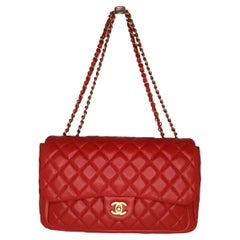 Chanel Lambskin Quilted Now and Forever Flap Red