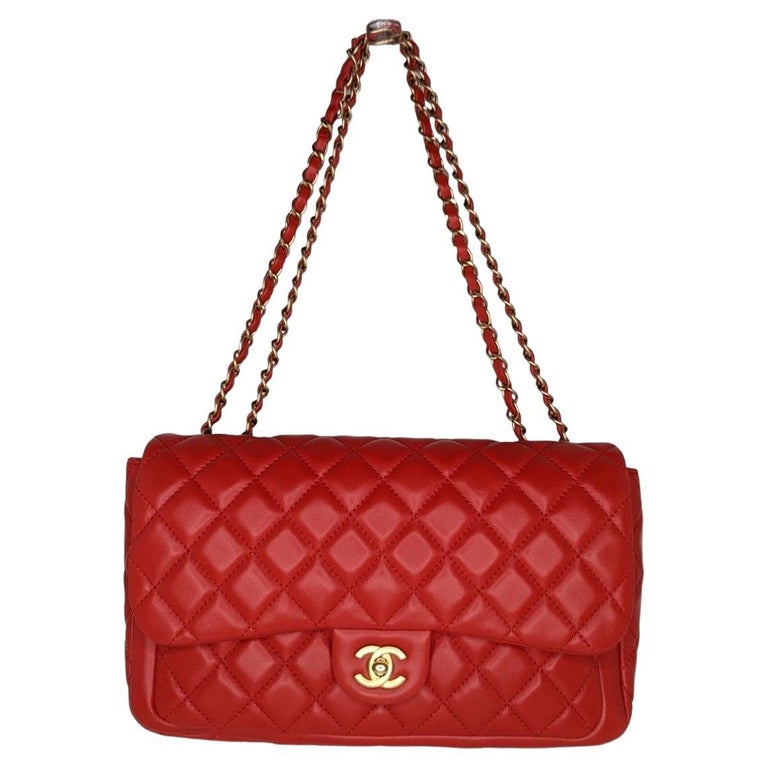 Chanel Lambskin Quilted Now and Forever Flap Red at 1stDibs
