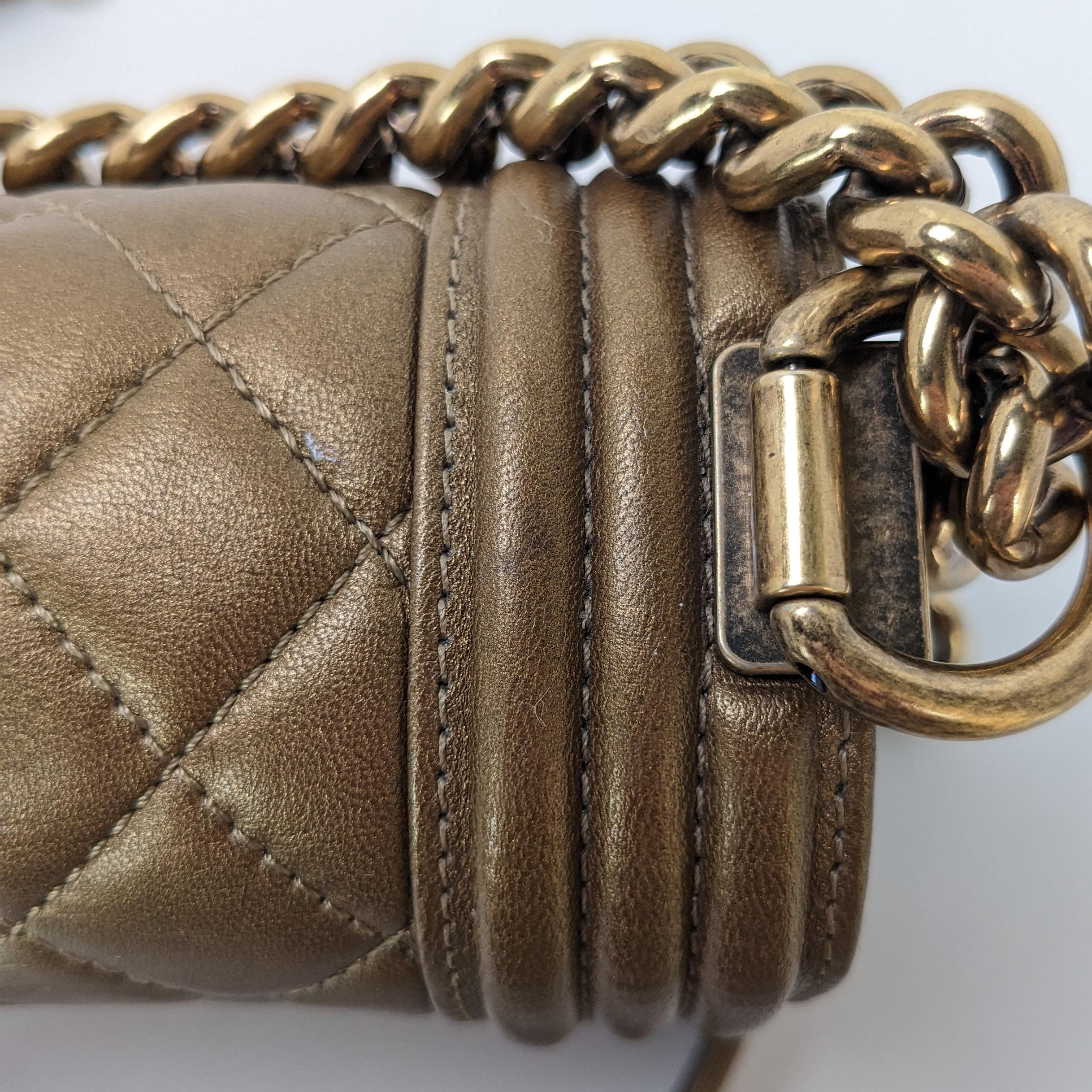 Women's Chanel Lambskin Quilted Small Boy Flap Gold