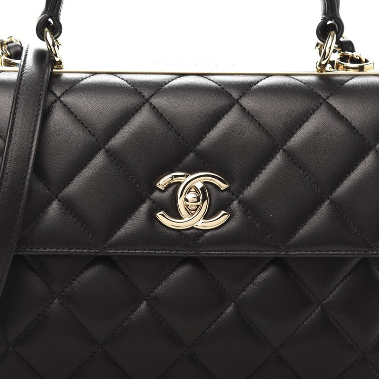 CHANEL Lambskin Quilted Small Trendy CC Dual Handle Flap Bag Black at  1stDibs