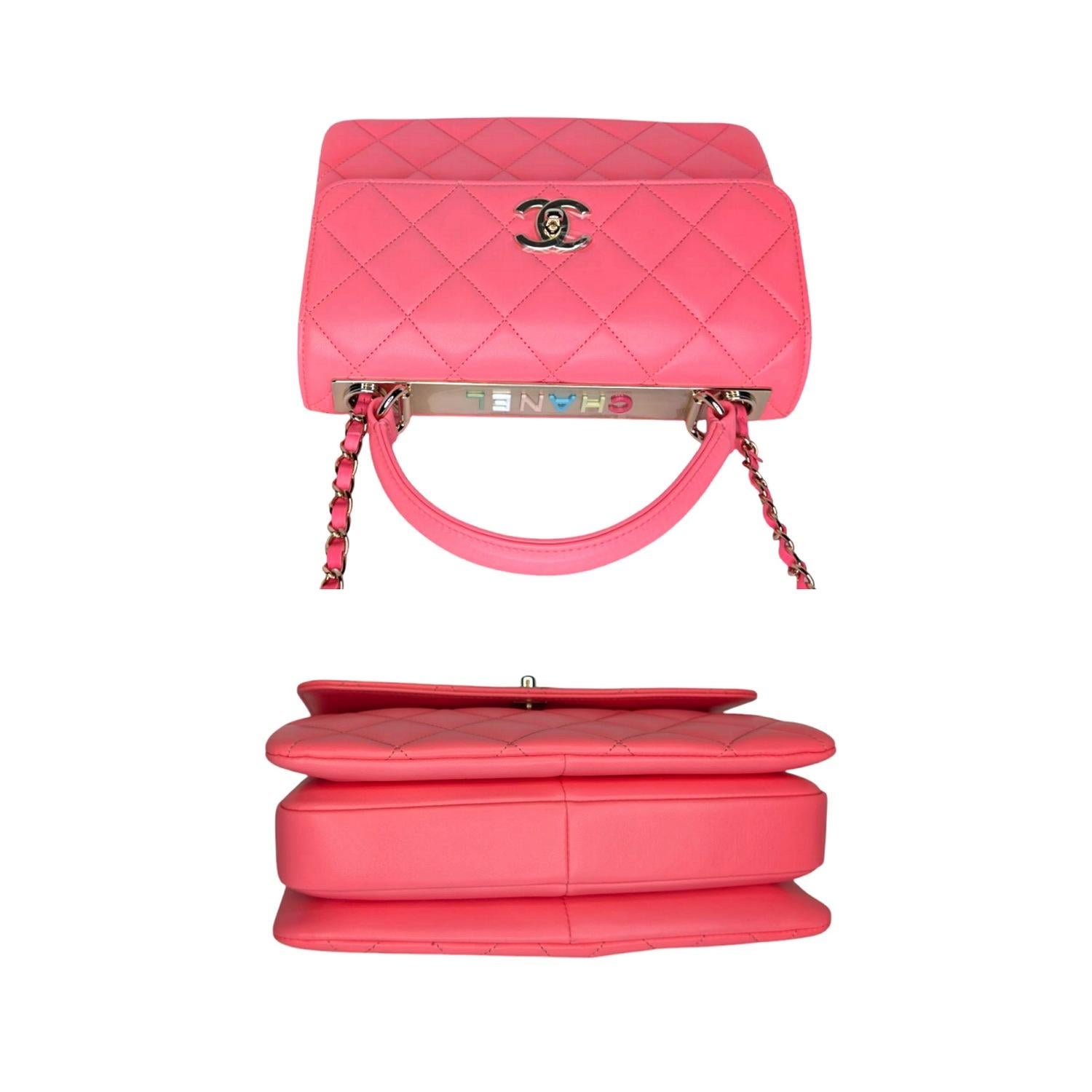 Chanel 24C Lammfell gesteppt klein Trendy CC Top Handle Klappe Damen im Angebot