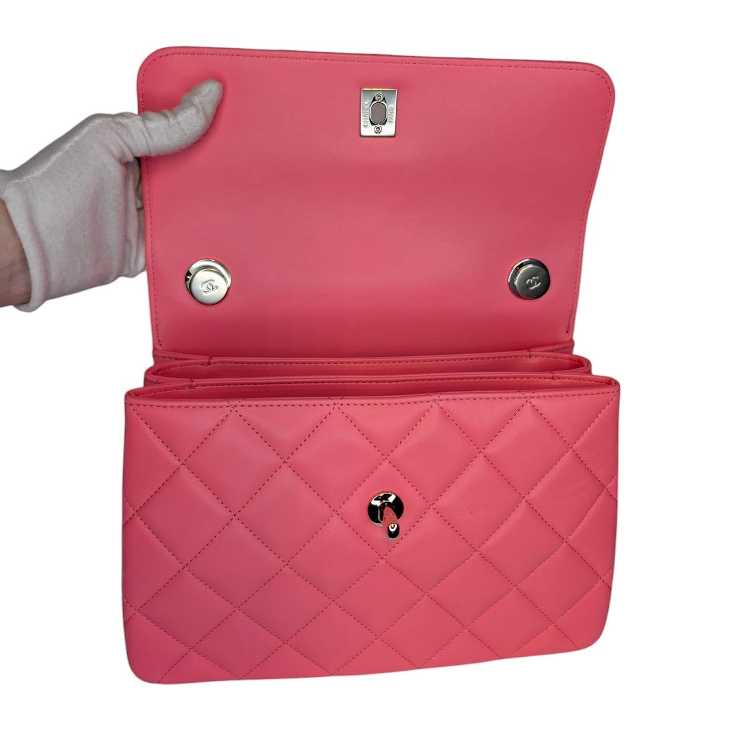 Chanel 24C Lammfell gesteppt klein Trendy CC Top Handle Klappe im Angebot 1