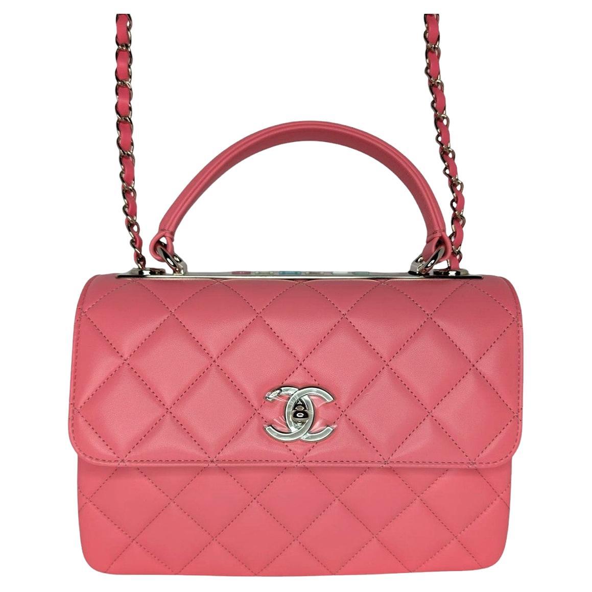Chanel 24C Lammfell gesteppt klein Trendy CC Top Handle Klappe im Angebot