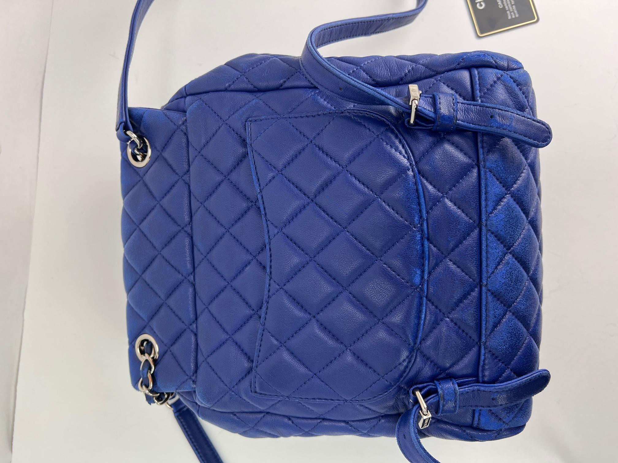 Chanel Lambskin Quilted Small Urban Spirit Blue Backpack For Sale 8