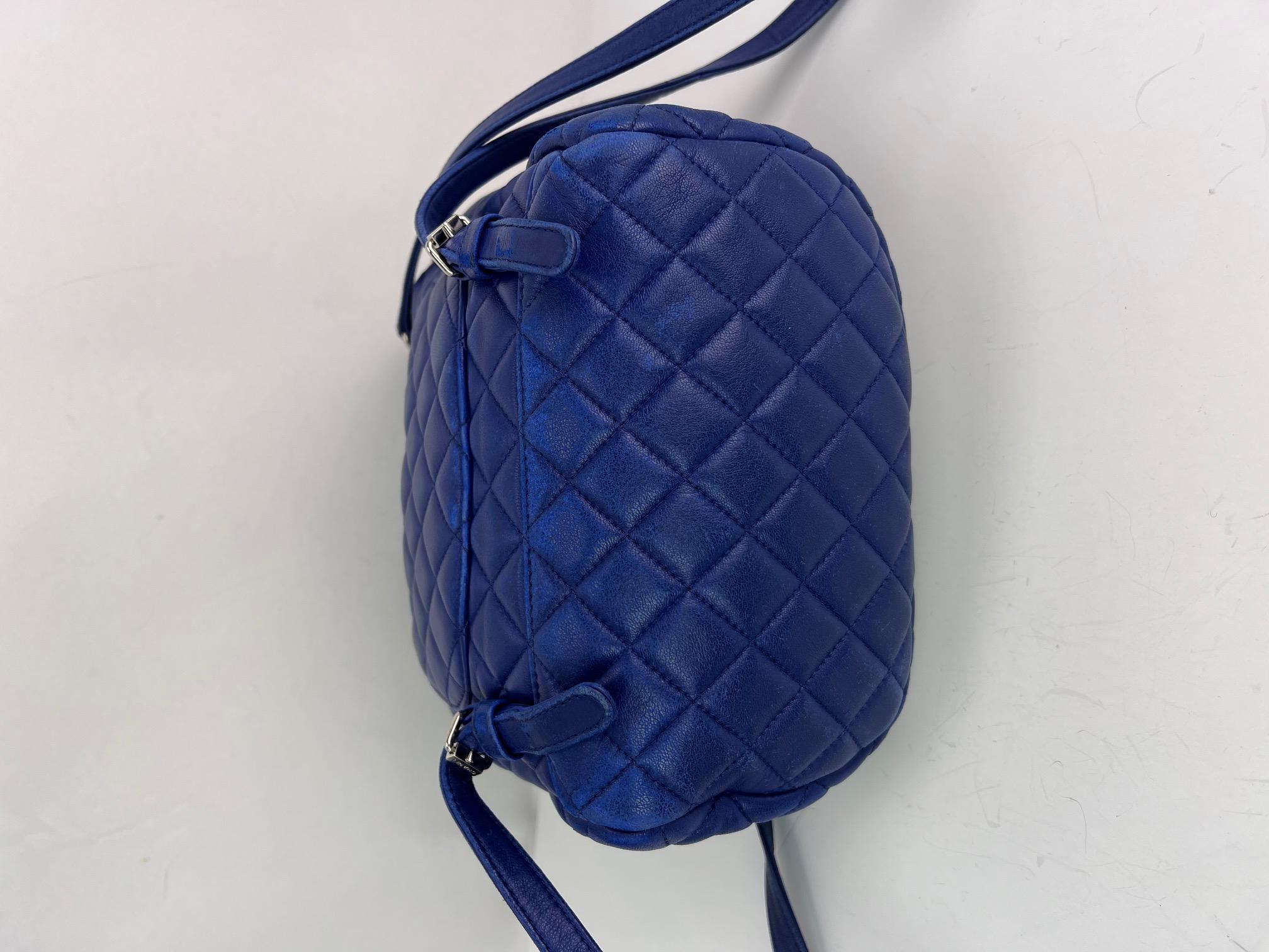 Chanel Lambskin Quilted Small Urban Spirit Blue Backpack For Sale 10