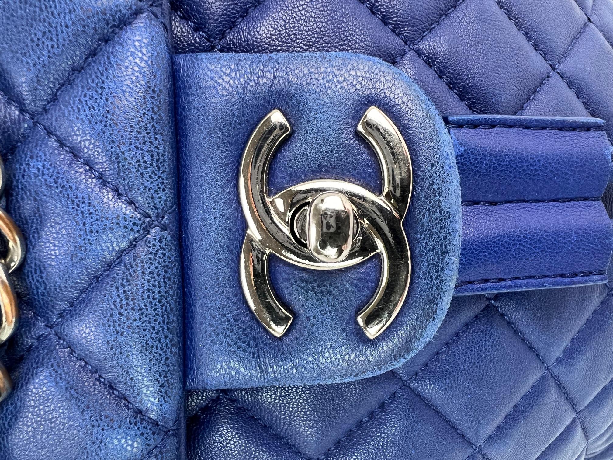 Chanel Lambskin Quilted Small Urban Spirit Blue Backpack For Sale 12