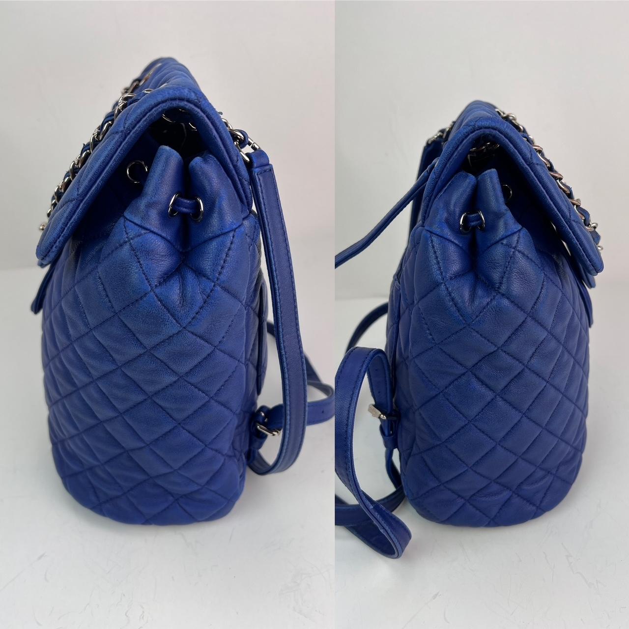 Chanel Lambskin Quilted Small Urban Spirit Blue Backpack In Good Condition For Sale In Freehold, NJ