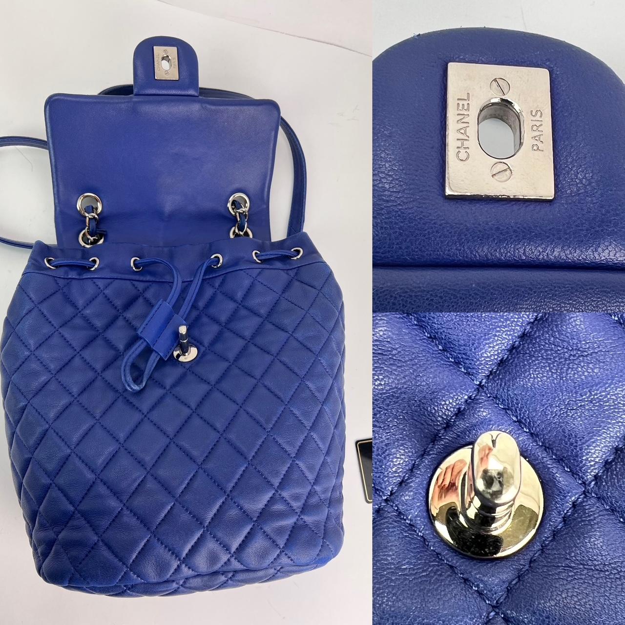 Women's Chanel Lambskin Quilted Small Urban Spirit Blue Backpack For Sale