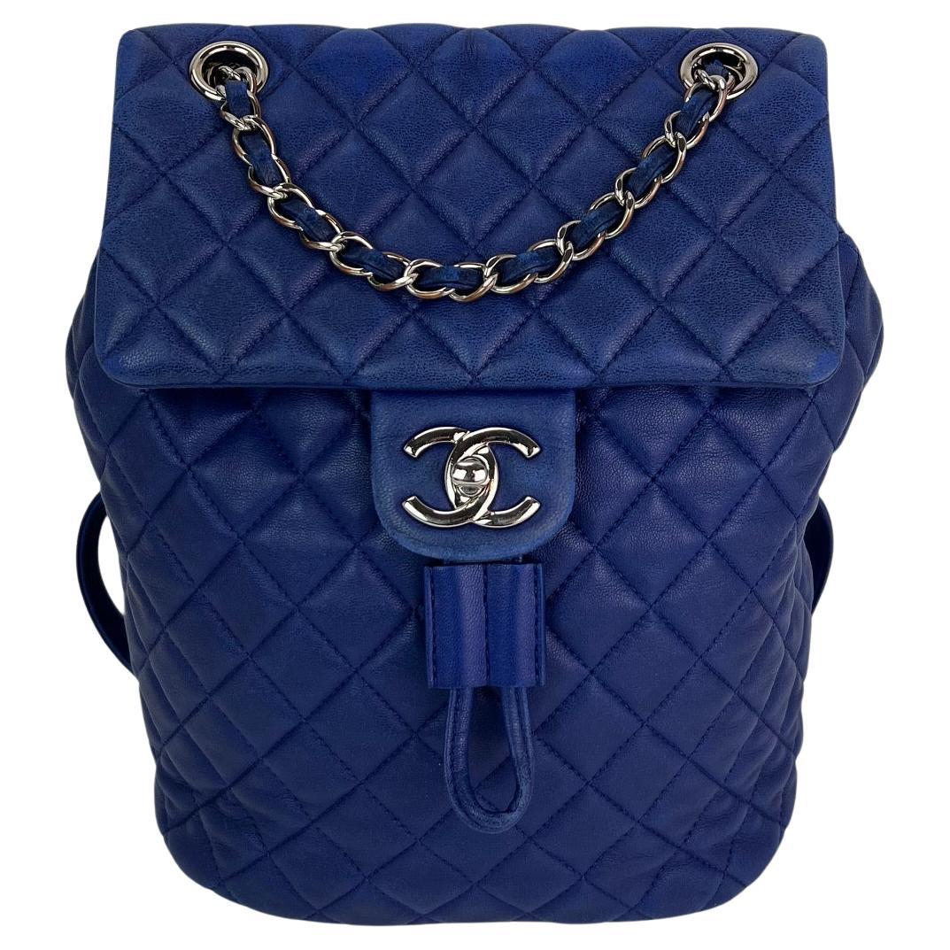 Chanel Lambskin Quilted Small Urban Spirit Blue Backpack