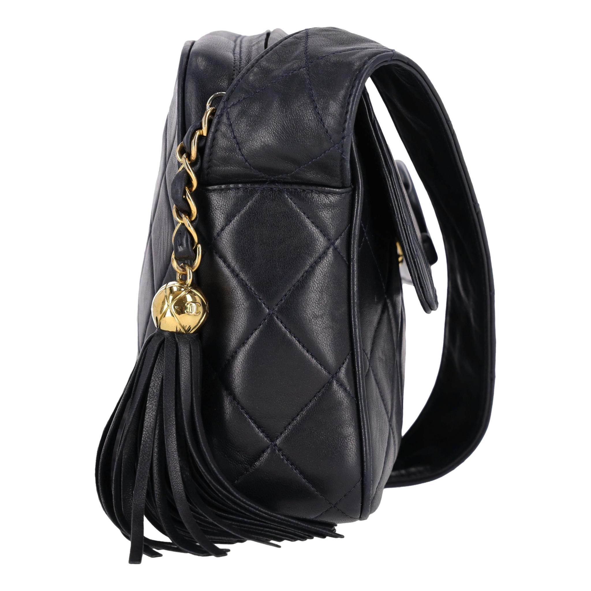 Chanel Lambskin Quilted Tassel Detail Camera Crossbody Bag In Good Condition In London, GB