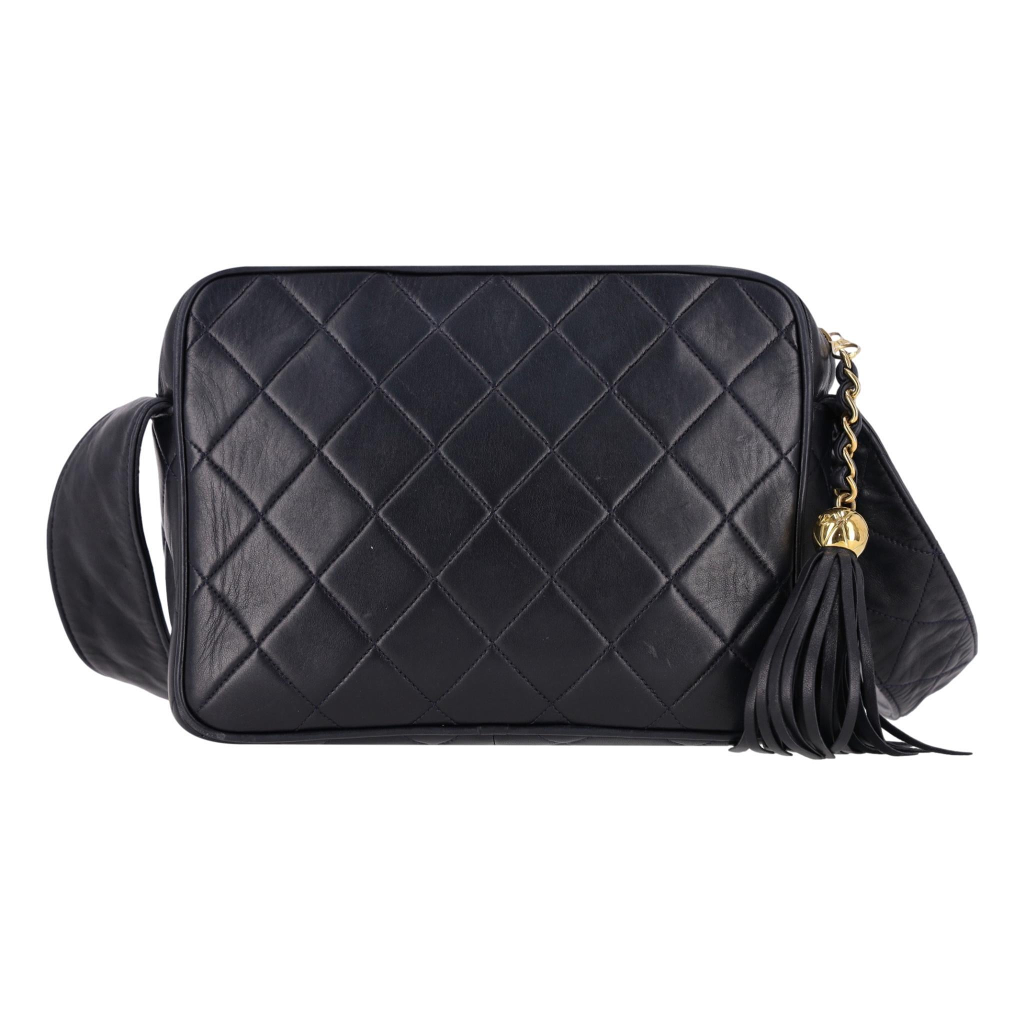 Chanel Lambskin Quilted Tassel Detail Camera Crossbody Bag 1