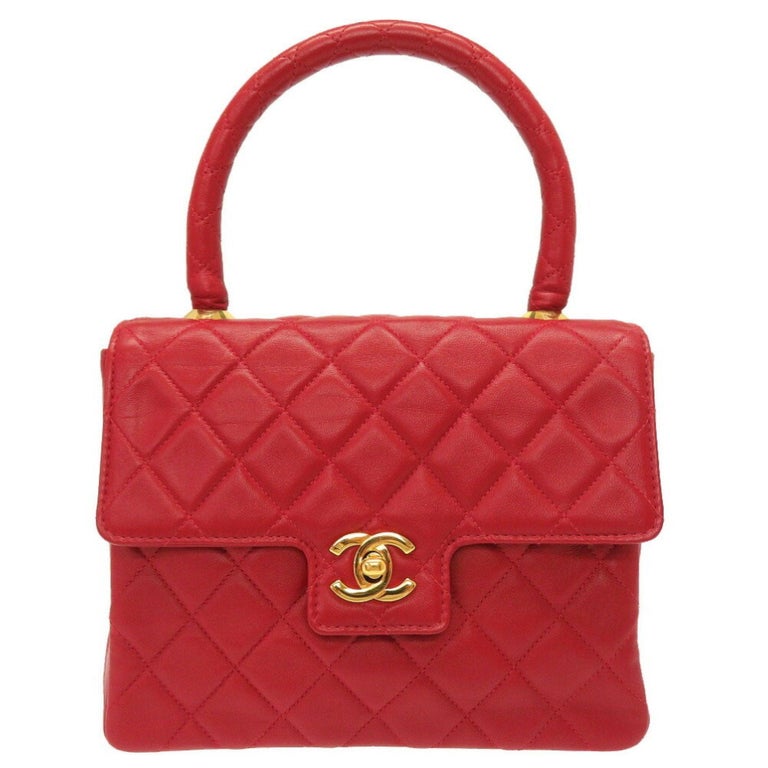 Chanel Lambskin Red Matelasse Coco Mark Turn Lock Handbag For Sale at  1stDibs