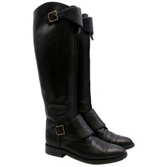  Chanel Lambskin Riding Boots with Quilted Stitch Detail 39.5 FR