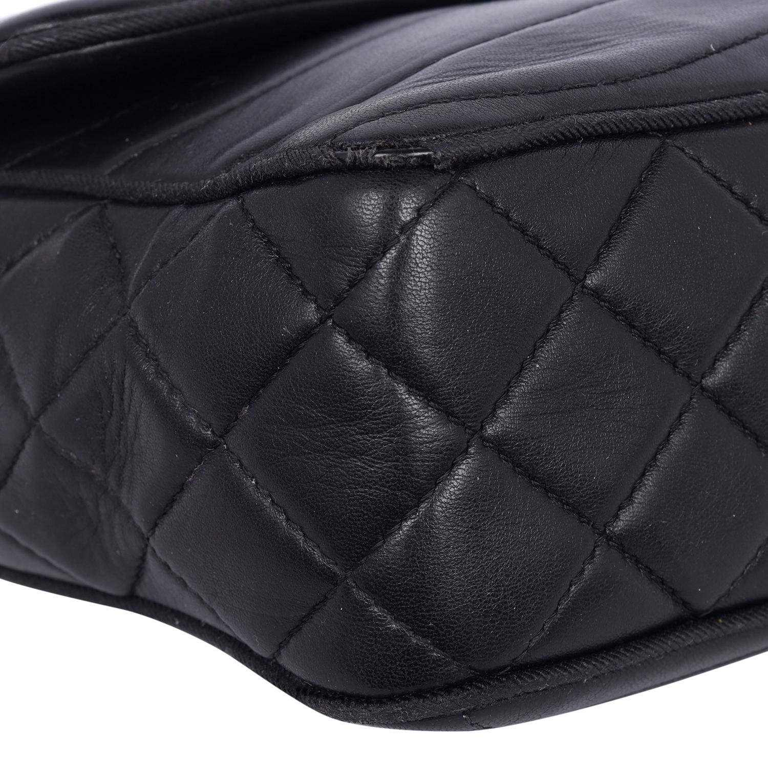 Chanel Lambskin Scallop Quilted Pagoda Flap Bag Black 7