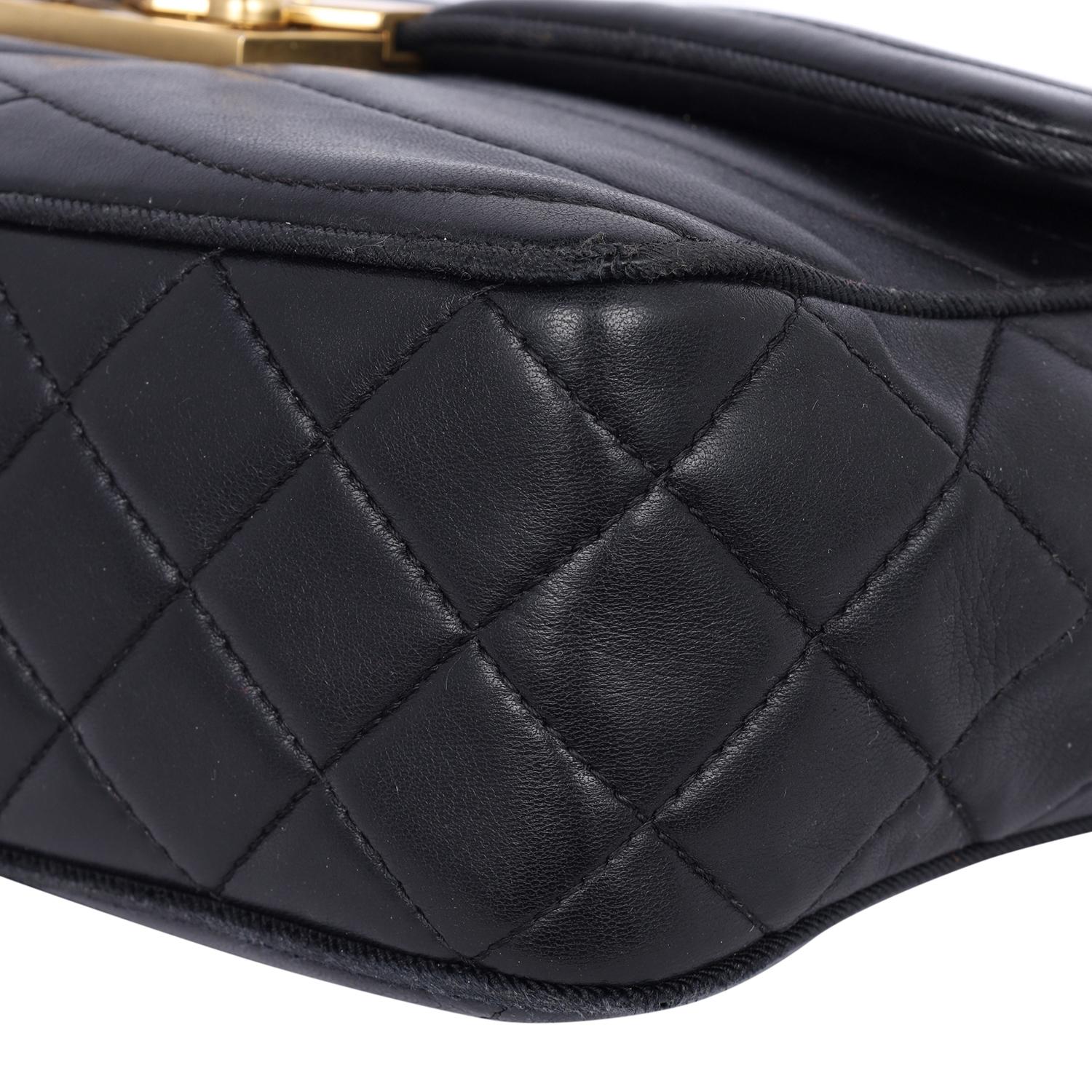 Chanel Lambskin Scallop Quilted Pagoda Flap Bag Black 8