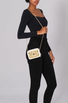 Chanel Lambskin White Golden Plate Vanity Shoulder Bag