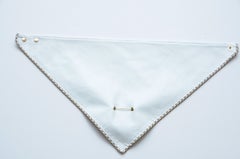 Chanel Lambskin  White  Quilted Leather Scarf  Bandana Karl Lagerfeld    NEW