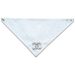 Chanel Lambskin White Quilted Leather Scarf Bandana Karl Lagerfeld NEW