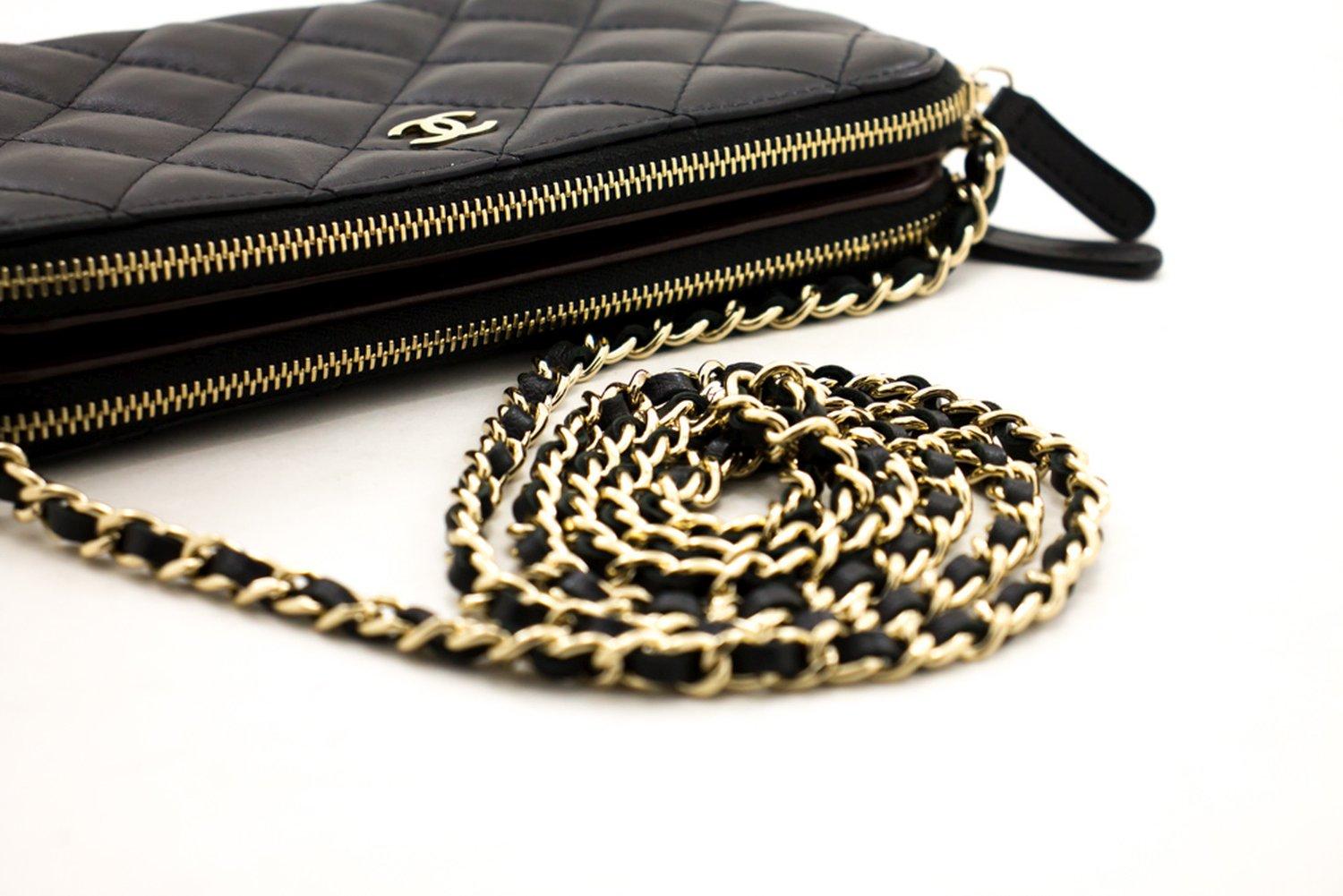 CHANEL Lambskin WOC Wallet On Chain Double Zip Chain Shoulder Bag For Sale 5