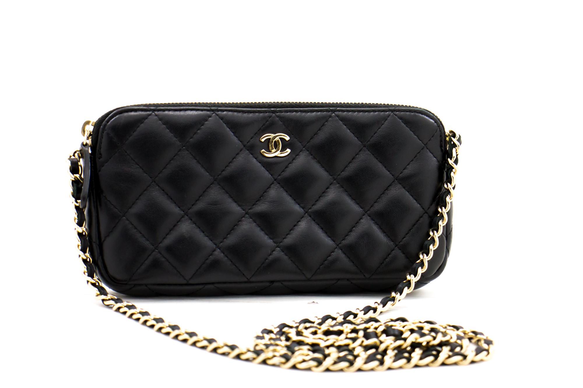 An authentic CHANEL made of black Lambskin Wallet On Chain WOC Double Zip Chain Shoulder Bag. The color is Black. The outside material is Leather. The pattern is Solid. This item is Contemporary. The year of manufacture would be 2018.
Conditions &