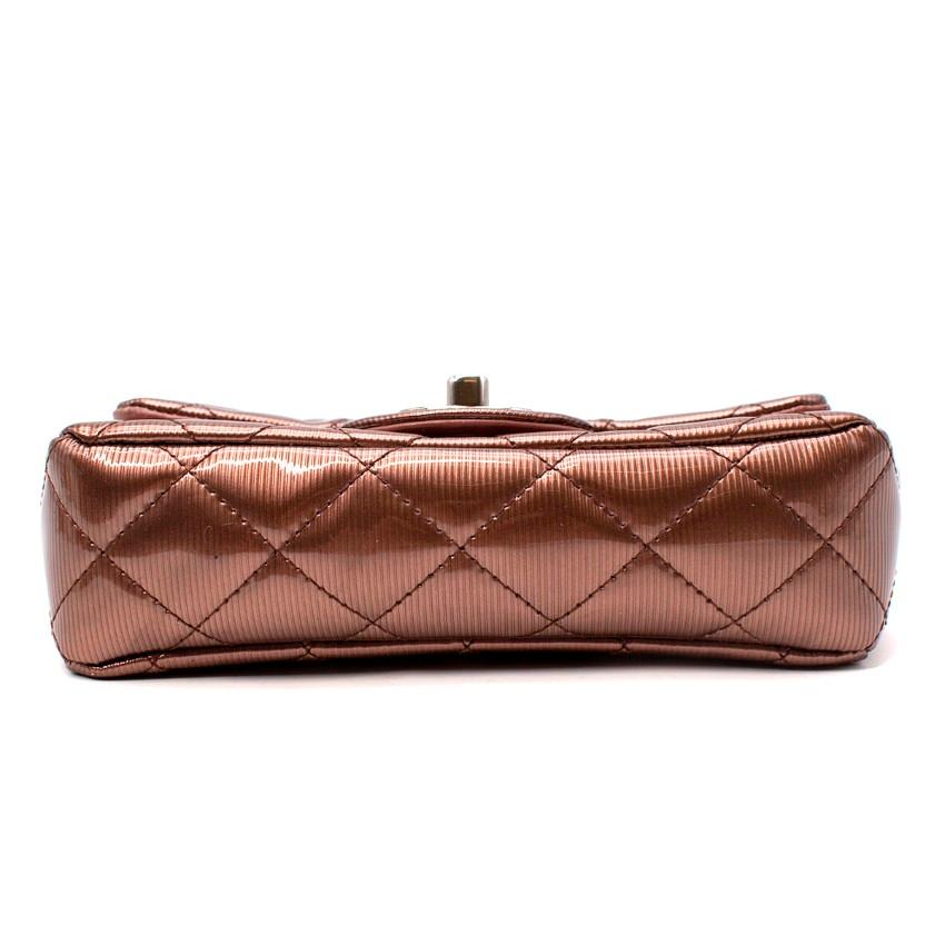 Chanel Laminated Metallic Copper Leather Mini Flap Bag In Excellent Condition For Sale In London, GB