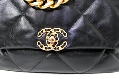 Chanel Large 19 Black Quilted Shiny Lambskin Handbag