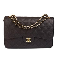 Chanel Large 2.55 in Caviar leather double flap bag 