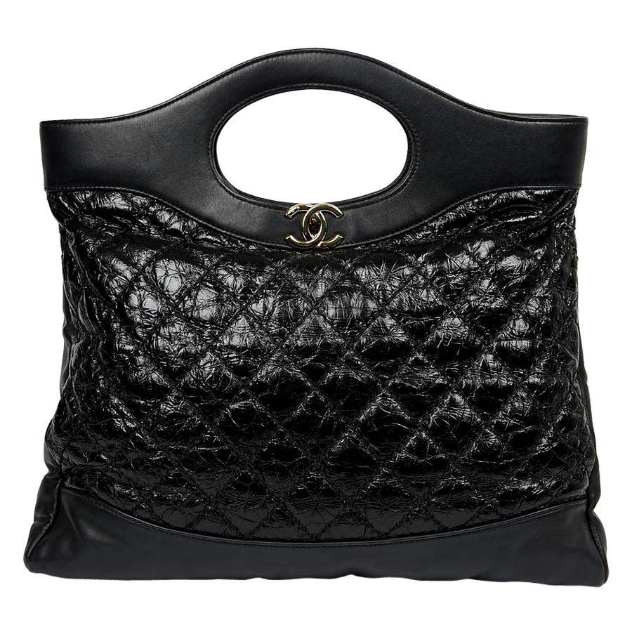 CHANEL black leather 2019 NEW YORK CROCO LARGE SHOPPING TOTE Bag at 1stDibs