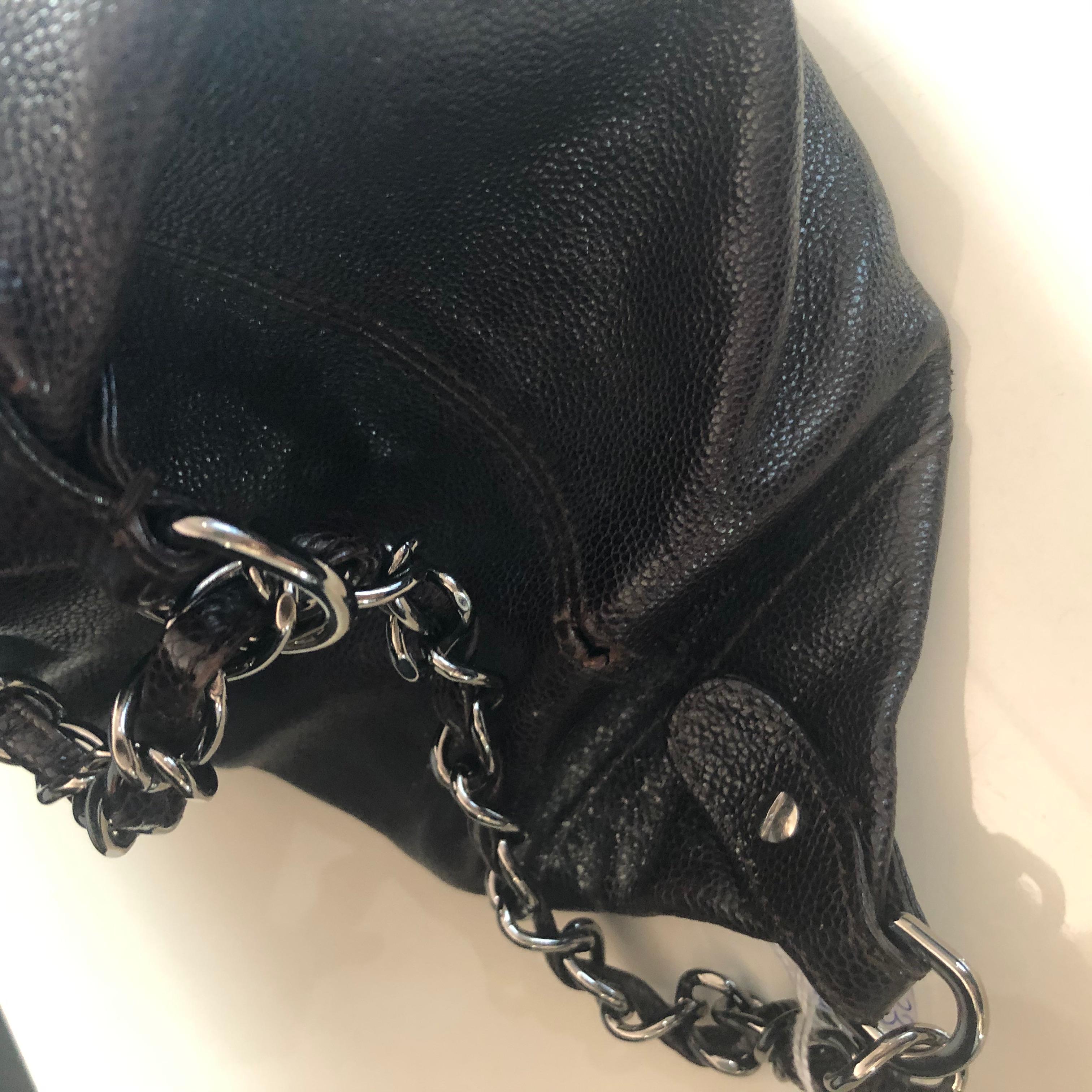 Chanel Large Bag in Brown Leather and Chain 10