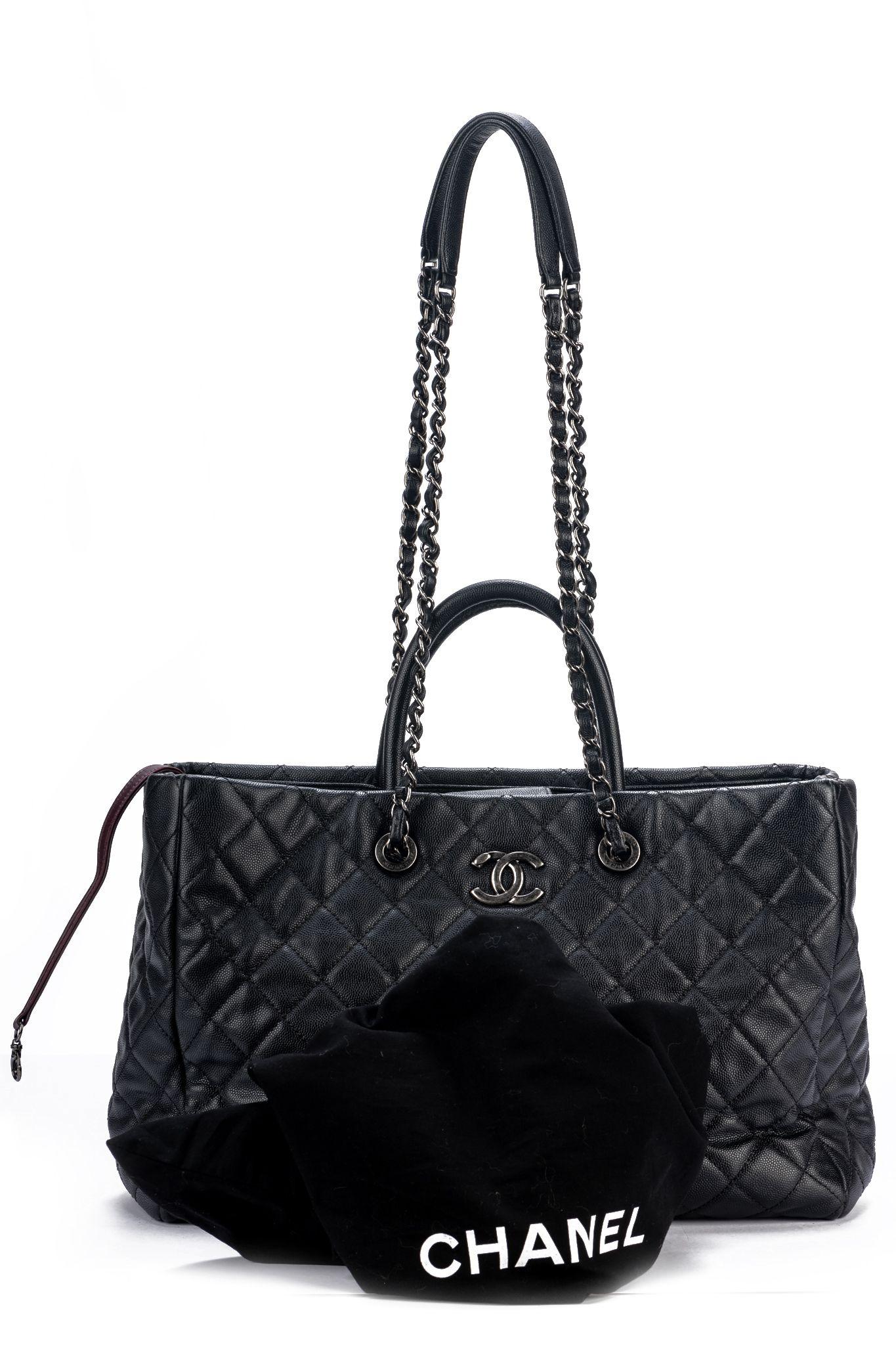 Chanel Large Black Caviar 2 Way Tote For Sale 11
