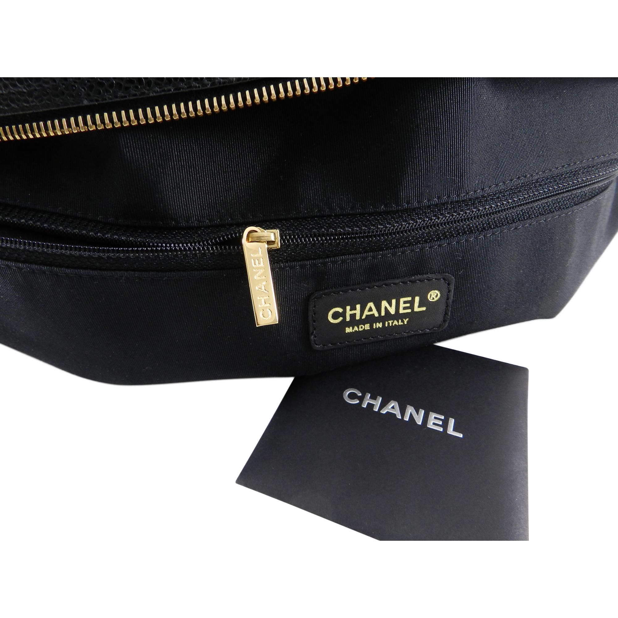 Chanel Large Black Caviar CC Zip Top Overnight Duffle Bowling Bag 4