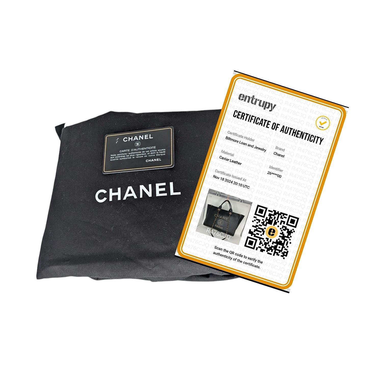 Chanel Large Black Caviar Studded Logo Deauville Tote 6