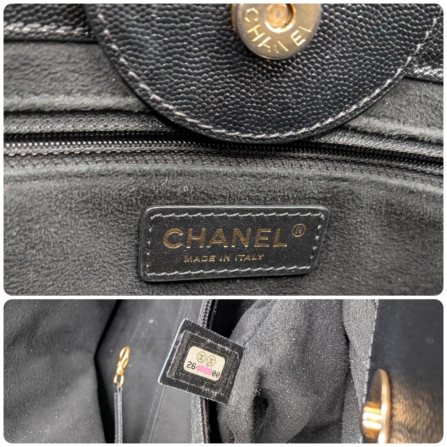 Chanel Large Black Caviar Studded Logo Deauville Tote 5