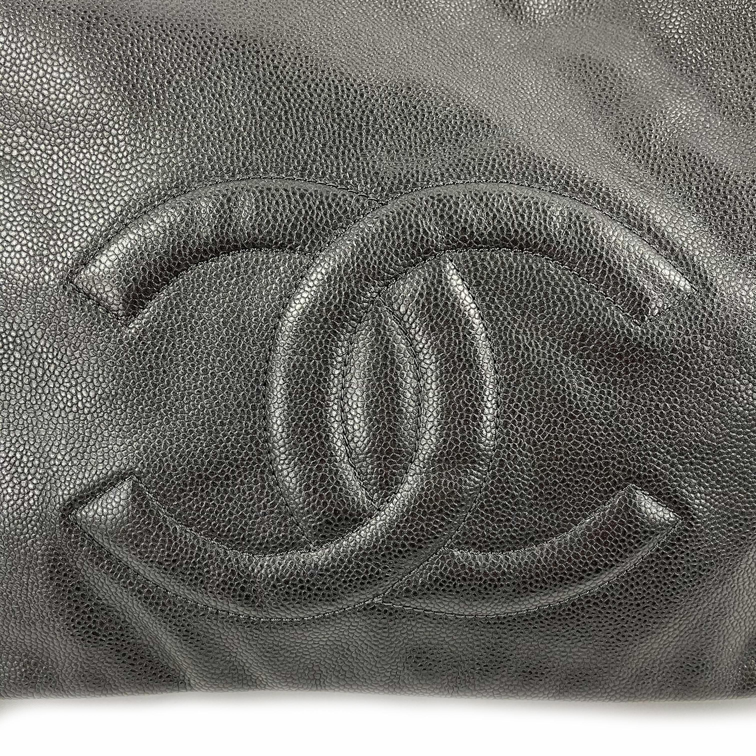 CHANEL Large Black CC Caviar Flap 31 Matte Silver Chain Strap Shoulder Bag 6
