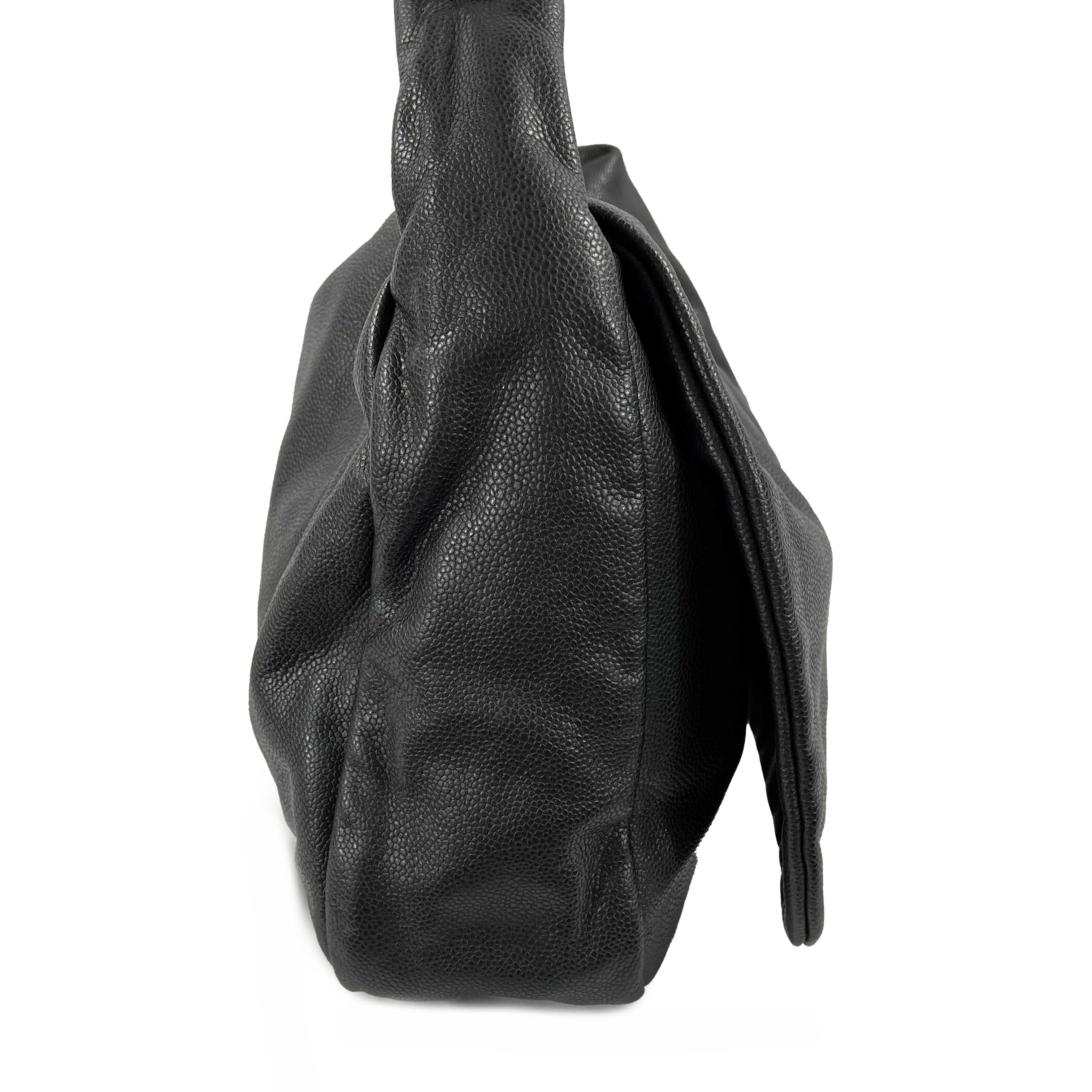 CHANEL Large Black CC Caviar Flap 31 Matte Silver Chain Strap Shoulder Bag 5