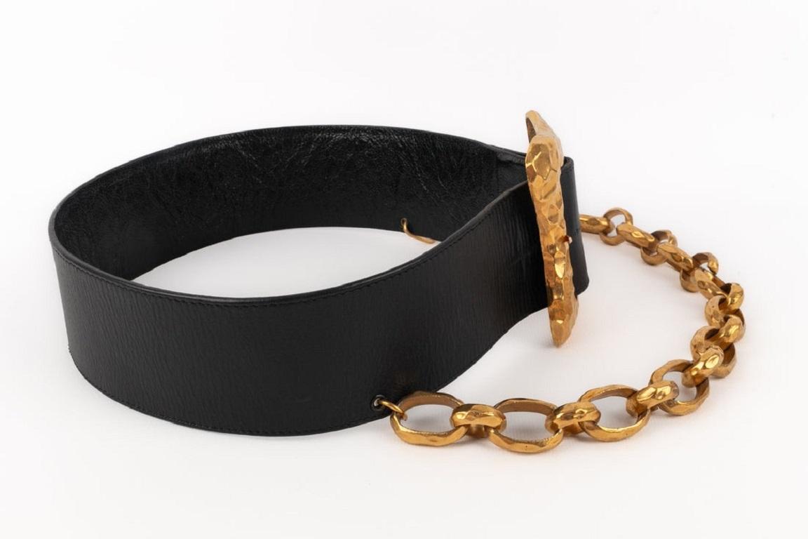 Chanel Large Black Leather Belt, 1993 2