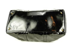 Chanel Large Black Patent CC Logo Duffle Bag with Strap 1C103a