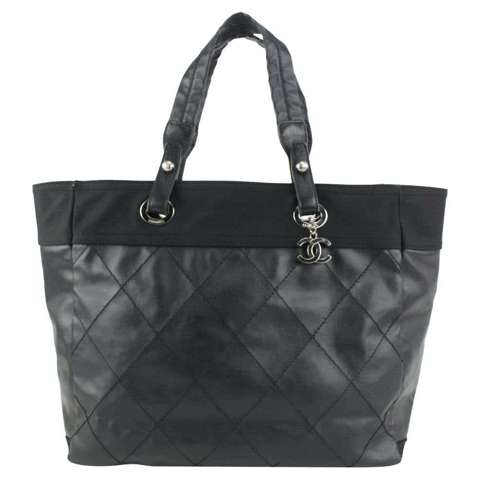 Chanel Large Black Quilted Biarritz GM Tote Bag 927ca51 For Sale at 1stDibs
