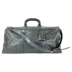 Chanel Large Black Quilted Lambskin Duffle Bag with Strap 861835