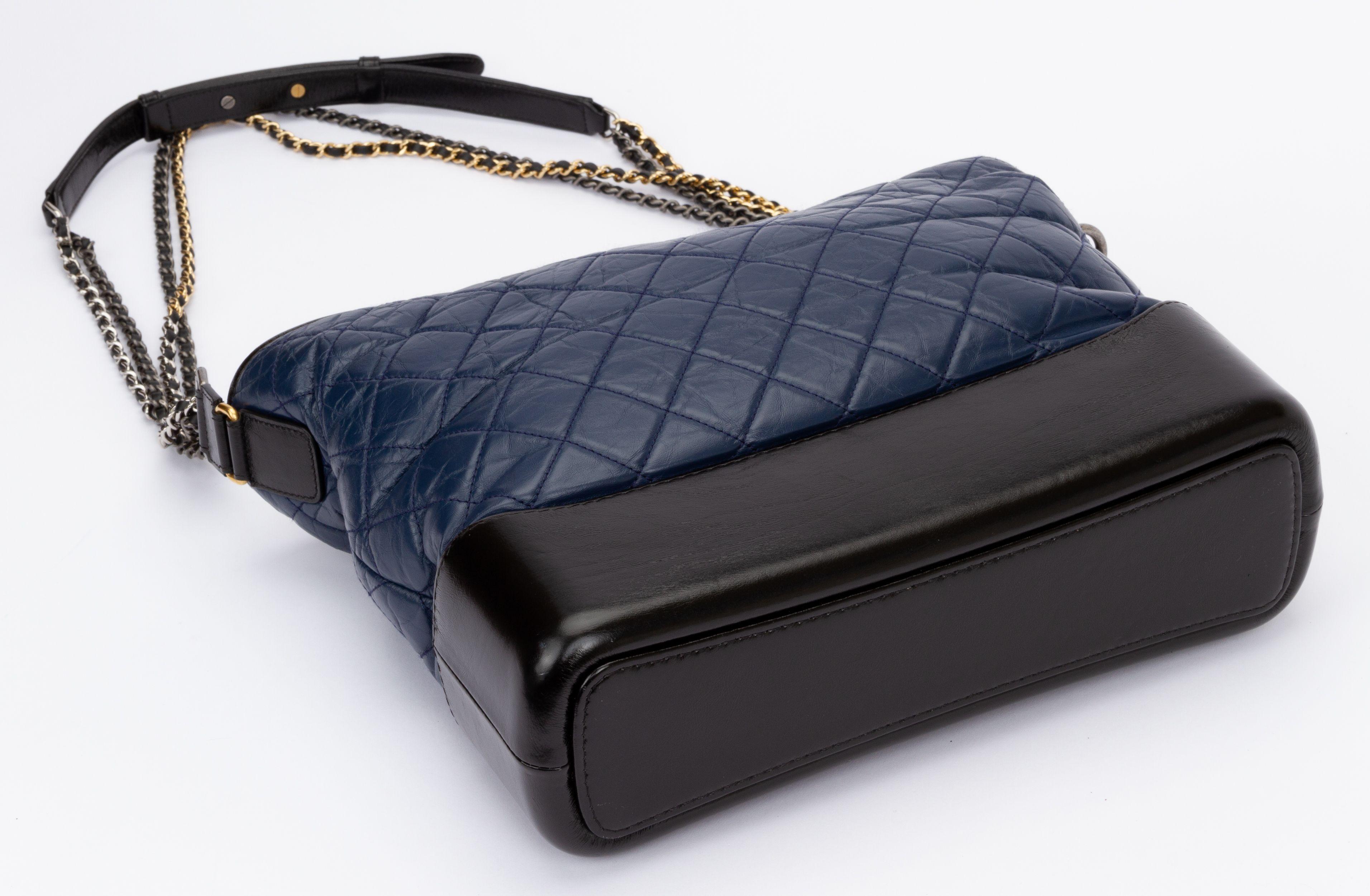 Chanel Large Blue Black Gabrielle Bag In Excellent Condition For Sale In West Hollywood, CA