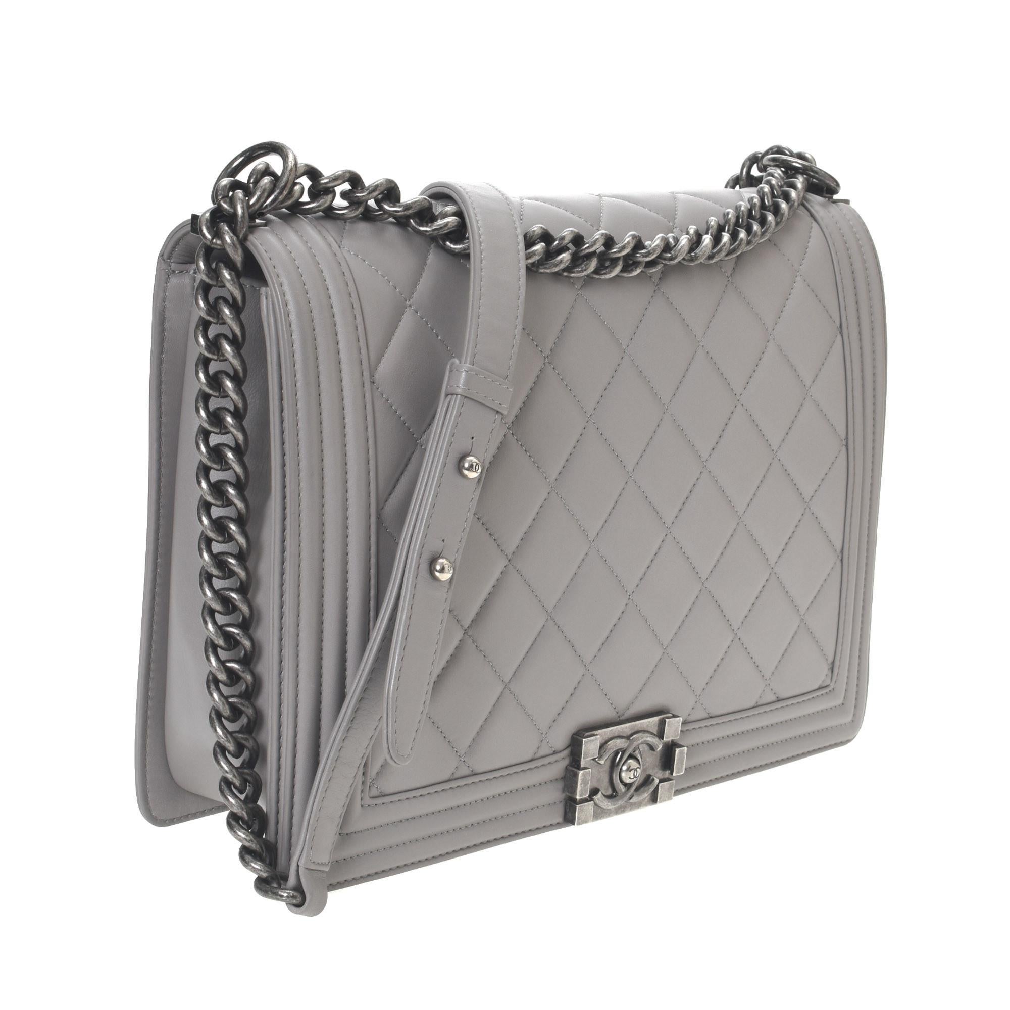 Gray Chanel Large Boy Bag For Sale