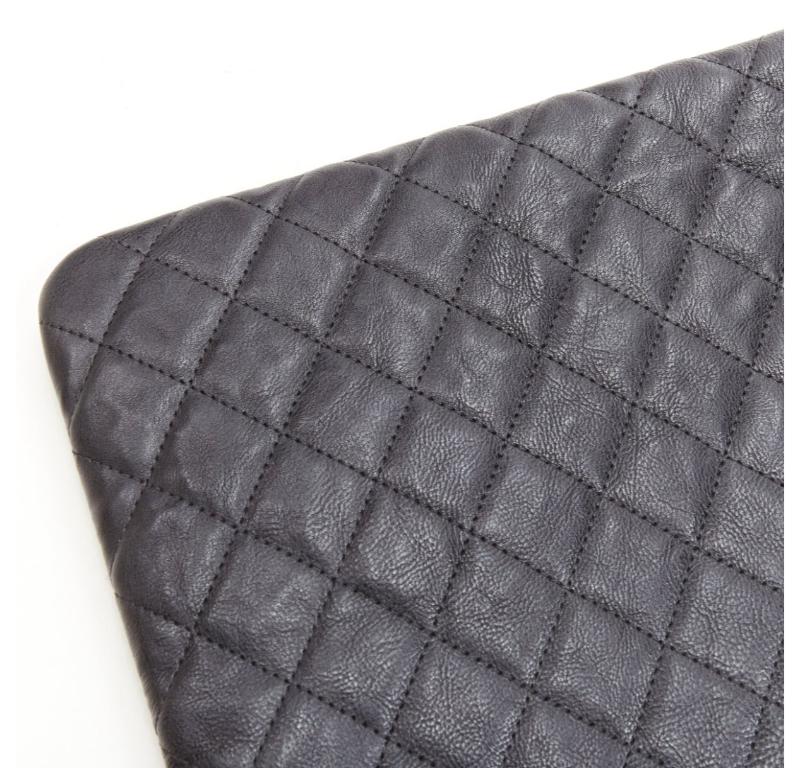 CHANEL Large Boy O Case black quilted leather chain trim flat pouch clutch bag For Sale 1