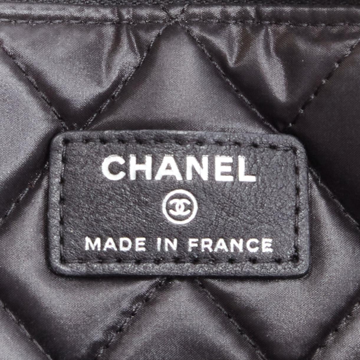 CHANEL Large Boy O Case black quilted leather chain trim flat pouch clutch bag For Sale 5